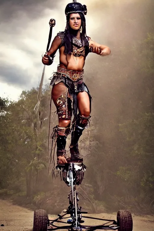 Prompt: old vintage full body photo of ancient Mexican warrior female on the complex big steam punk airboard with antigravity engine, extreme sports photography , dynamic photography,symmetrical face, beautiful female face, slim body, high speed,dirt and grawel flying in the spot, lens flares, dust in the air, dramatic lighting, intricate, highly detailed, centered, smooth, sharp focus, sports photography, old photo, black and white, sepia, cinematic lighting, cinematic angle, national geographic