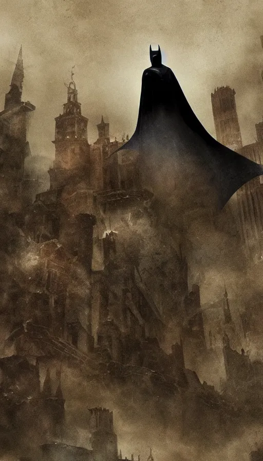 Image similar to matte painting of batman on medieval