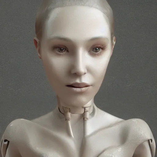 Image similar to photographic stil of beautiful model, a human robot woman, beautiful artificial body with artificial bones and artificial flesh, westworld style, medium - shot, insanely detailed, photorealistic, beautiful soft light, octane render, by annie leibowtiz