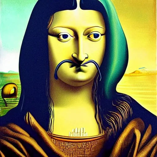 Image similar to portrait painting of the monalisa in the style of salvador dali, in the style of salvador dali, in the style of salvador dali, in the style of salvador dali, in the style of salvador dali, in the style of salvador dali