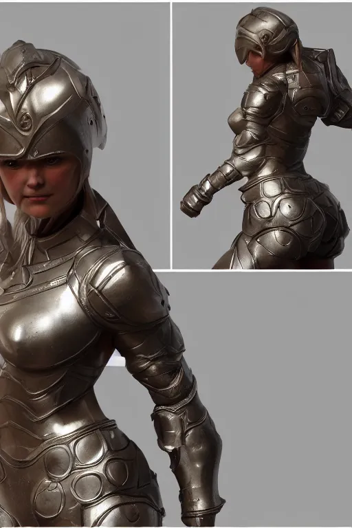 Image similar to a highly detailed sculpt of athletic girl in armor, cinematic light, featured on artstation, octane render, path tracing, sharp focus