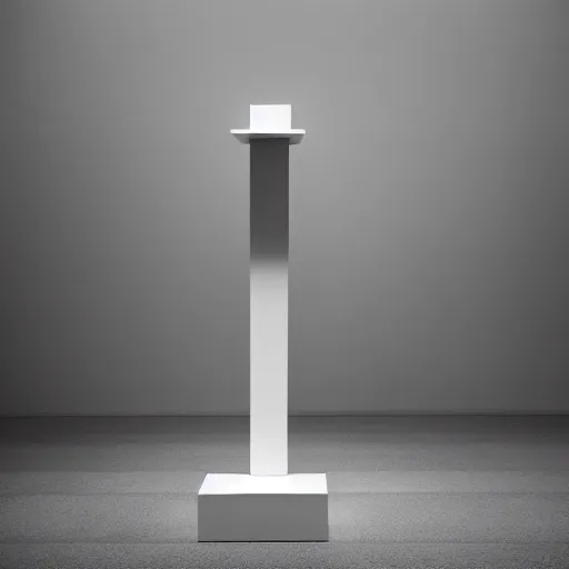 Prompt: a conceptual object on a pedestal in a vast white room, courtesy of MoMa, courtesy of Centre Pompidou, archival pigment print