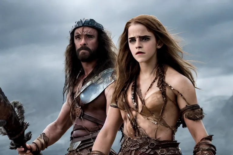 Prompt: emma watson as conan the barbarian, movie still, 8 k, realistic