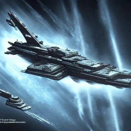 Image similar to a superstar destroyer in warp speed, sci-fi, high detail concept art ::