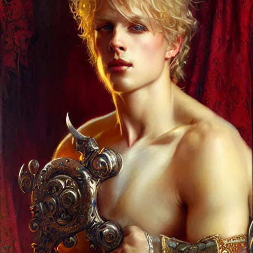 Prompt: attractive arthur pendragon. highly detailed painting by gaston bussiere, tom bagshaw, j. c. leyendecker