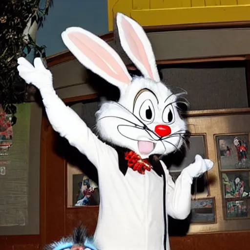 Image similar to Danny Trejo as Bugs Bunny, set photo in costume, cosplay, photograph