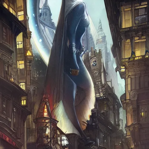 Image similar to peru as gotham city, painted by artgerm and greg rutkowski and alphonse mucha. clear highly detailed face, beautiful sci fi art,