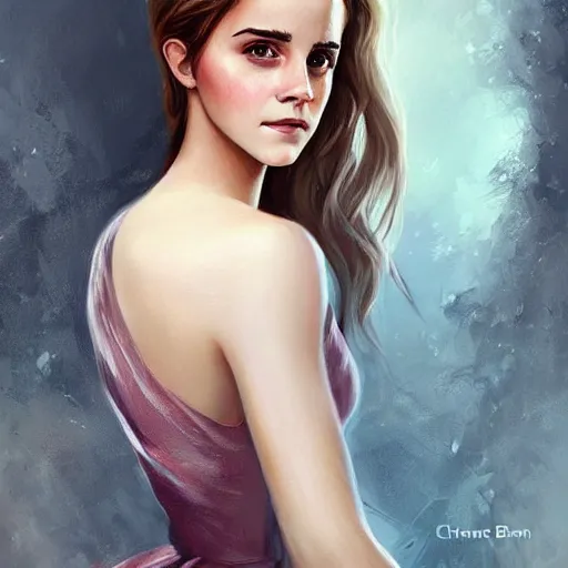 Image similar to Beautiful Painting of Emma Watson by Charlie Bowater, digital fantasy portrait