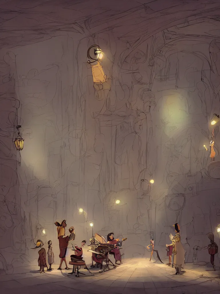 Image similar to singing in the spotlight by disney concept artists, blunt borders, rule of thirds