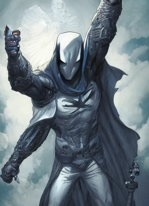 Image similar to digital _ painting _ of _ moon knight _ by _ filipe _ pagliuso _ and _ justin _ gerard _ symmetric _ fantasy _ highly _ detailed _ realistic _ intricate _ port