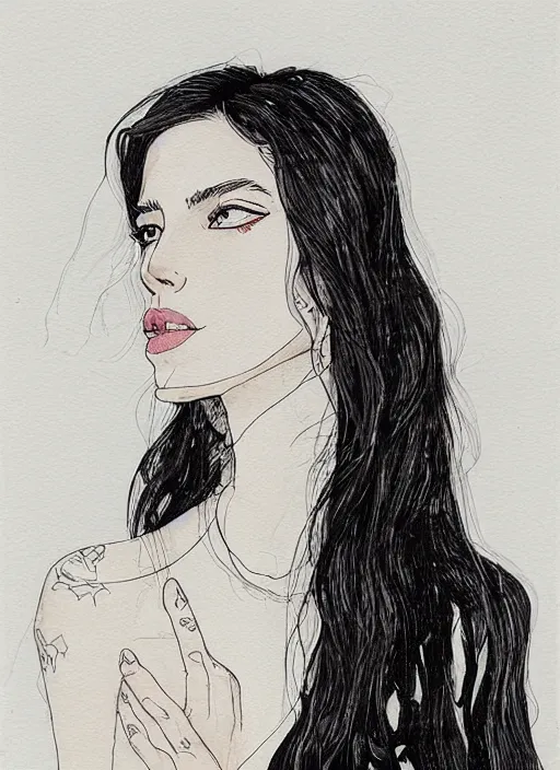 Image similar to a portrait of amber by kaethe butcher and moebius