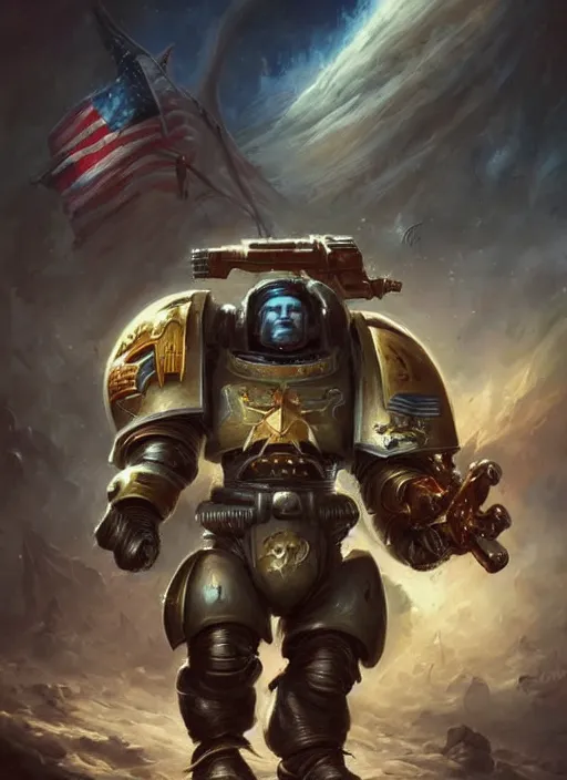 Prompt: donald trump as space marine, space marine, cute and adorable, pretty, beautiful, matte fantasy painting, deviantart artstation, by jason felix by steve argyle by tyler jacobson by peter mohrbacher, cinema