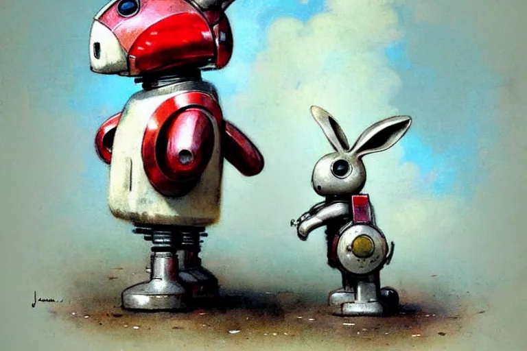 Image similar to adventurer ( ( ( ( ( 1 9 5 0 s retro future robot android rabbit. muted colors. ) ) ) ) ) by jean baptiste monge!!!!!!!!!!!!!!!!!!!!!!!!! chrome red