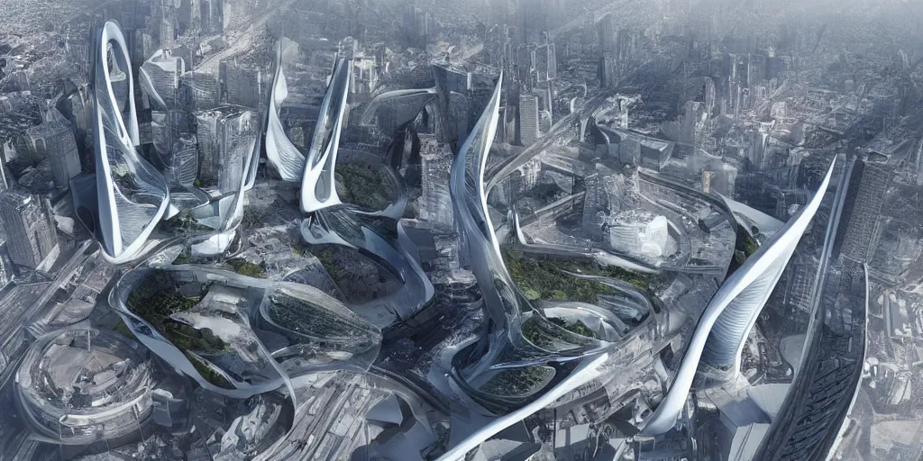 Image similar to a city designed by Zaha Hadid