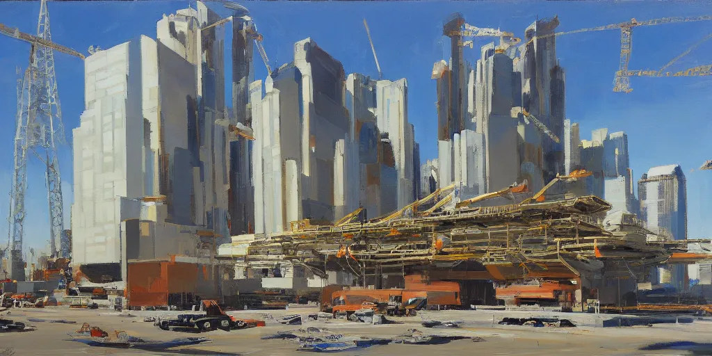 Image similar to scifi construction place, good composition, by ben aronson