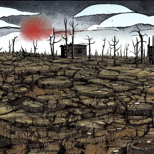 Image similar to post apocalyptic landscape by raymond briggs