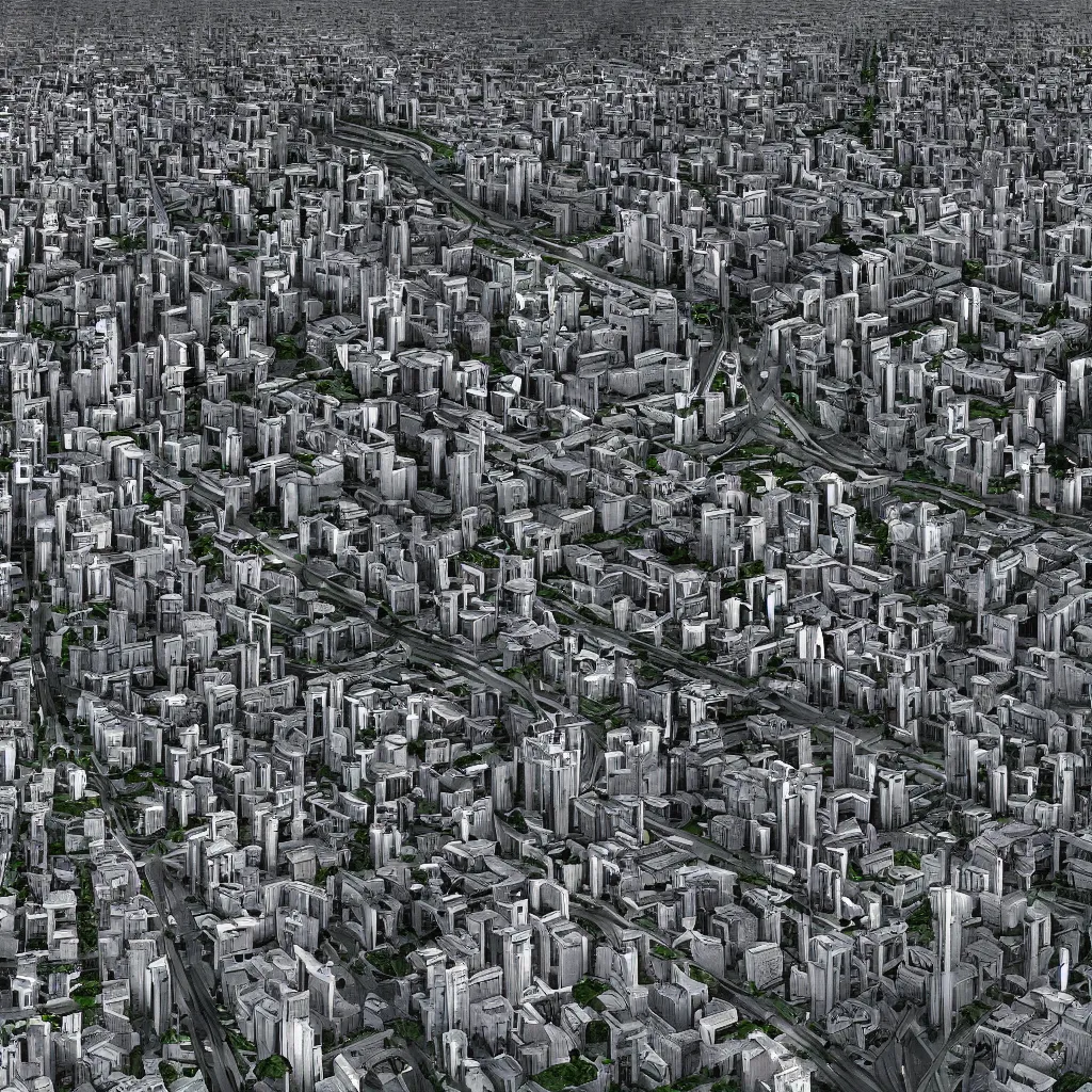 Prompt: a perfect city with no cars, designed by famous architect. cinematic, 8 k, inspirational.