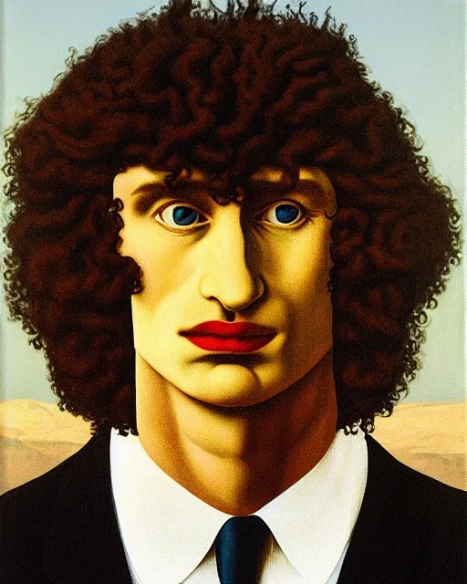 Image similar to portrait of adam ondra by magritte