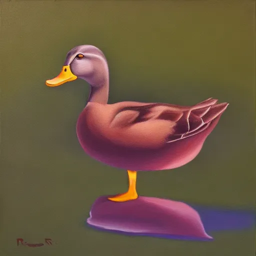 Prompt: a duck on the prowl oil painting miguel rio branco