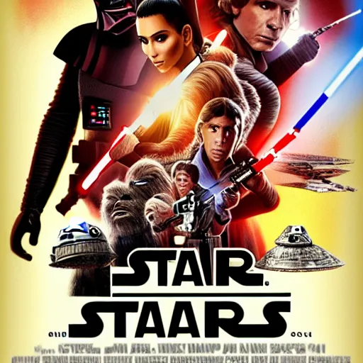 Image similar to super detailed star wars movie poster with ben shapiro, snooki and kim kardashian, 8k full HD photo, cinematic lighting, anatomically correct, oscar award winning, action filled, correct eye placement,