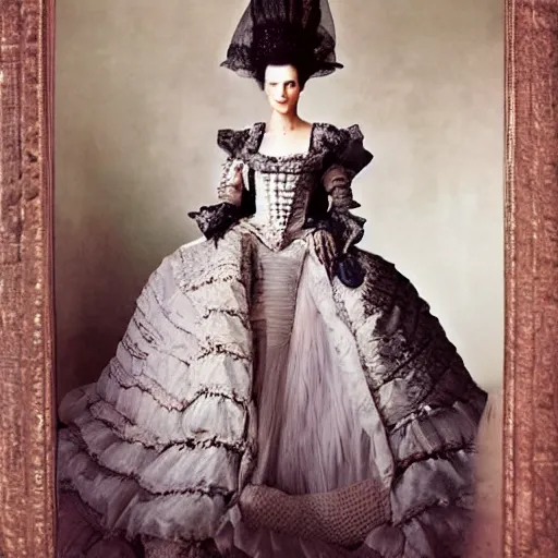 Prompt: Marie Antoinette photograph by Annie Leibovitz in Vogue magazine