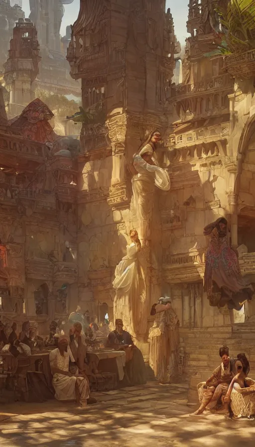 Image similar to slave market, intricate, highly detailed, digital painting, artstation, concept art, smooth, sharp focus, illustration, Unreal Engine 5, 8K, art by artgerm and greg rutkowski and alphonse mucha