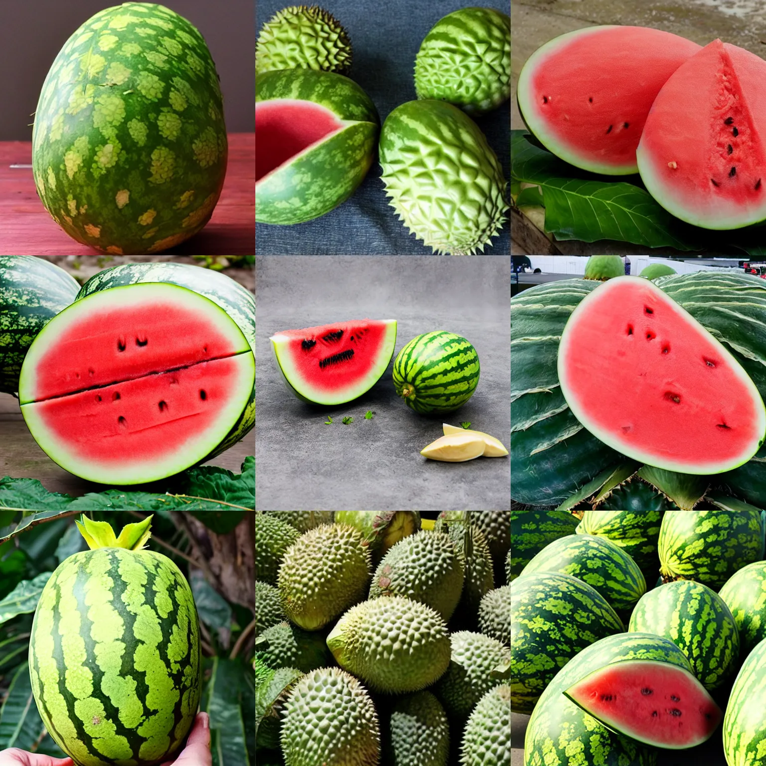 Prompt: watermelon durian hybrid