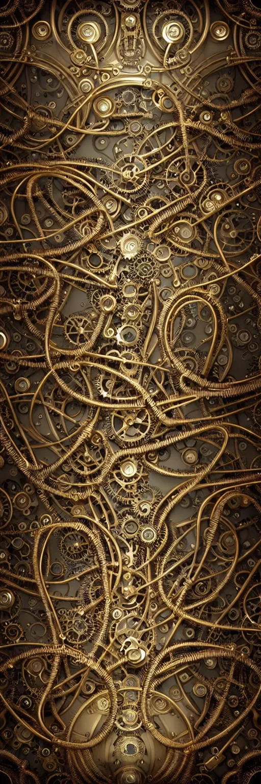 Image similar to seamless pattern of steampunk cybernetic biomechanical matahari, 3 d model, very coherent symmetrical artwork, unreal engine realistic render, 8 k, micro detail, gold white plastic and steel intricate, elegant, highly detailed, digital painting, artstation, smooth, sharp focus, illustration, artgerm, tomasz alen kopera, wlop