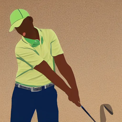Image similar to a man with pickle textured skin tone golfing in the desert