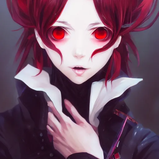 Prompt: anime portrait of a vampire as an anime girl by Stanley Artgerm Lau, WLOP, Rossdraws, James Jean, Andrei Riabovitchev, Marc Simonetti, and Sakimichan, trending on artstation