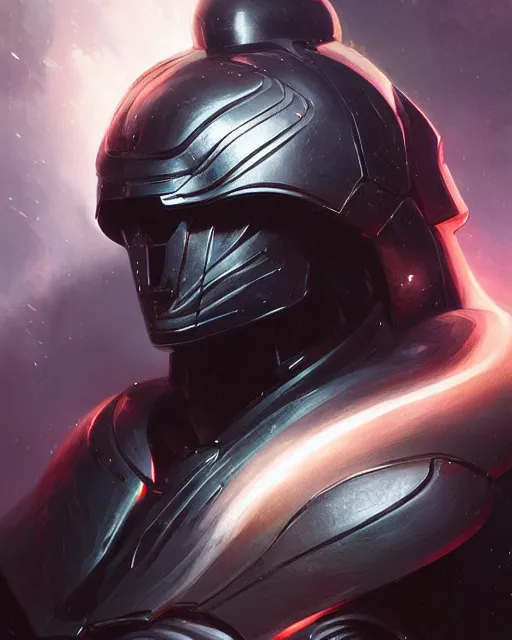 Image similar to iridescent sinewy smooth muscular male sleek glossy black pearlescent scifi armor with smooth black featureless helm, by greg rutkowski and mark brookes and jim burns and tom bagshaw and magali villeneuve, trending on artstation