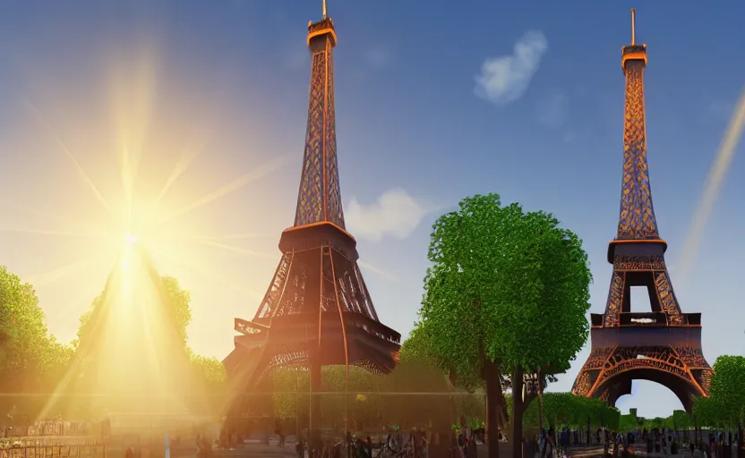 Prompt: photorealistic Eiffel Tower Destroyed. daylight. sunlight. lens flare. light fixtures. 8K. detailed. photorealism. artstation. 25mm f/1.7 ASPH Lens. ultra realistic