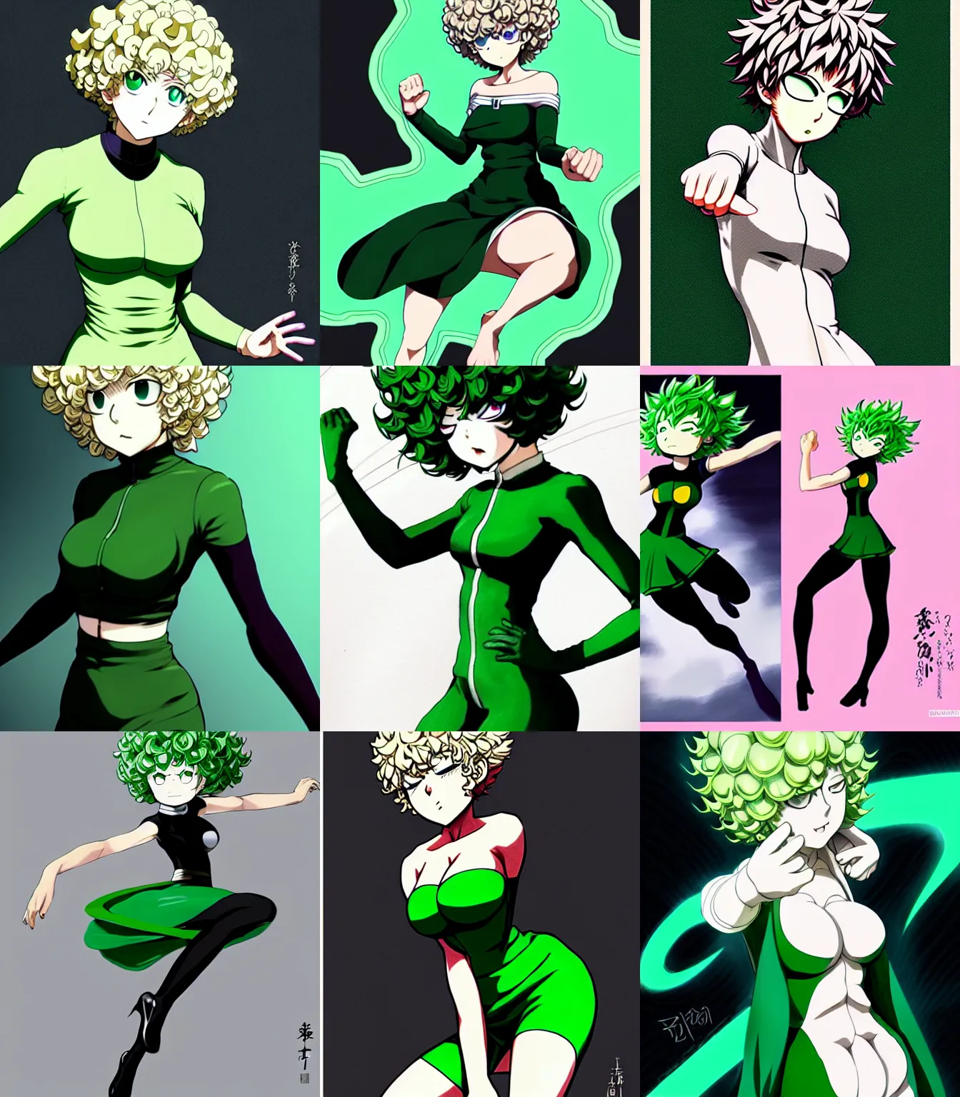 Tatsumaki A Woman With Green Hair And A Black Dress Stable 