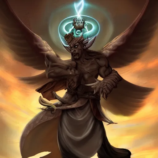 Image similar to daemon monk, winged gargoyle, chaos magic, unarmed combat, fierce opponent, adventure, art station, anime energy, fantasy concept