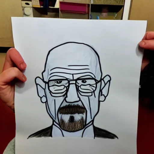 Prompt: child's drawing depiction of walter white