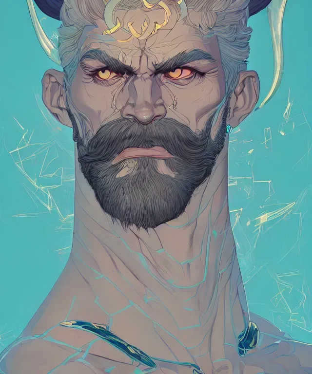 Image similar to a portrait of a half zeus half devil, fantasy, elegant, digital painting, artstation, concept art, matte, sharp focus, illustration, art by josan gonzalez