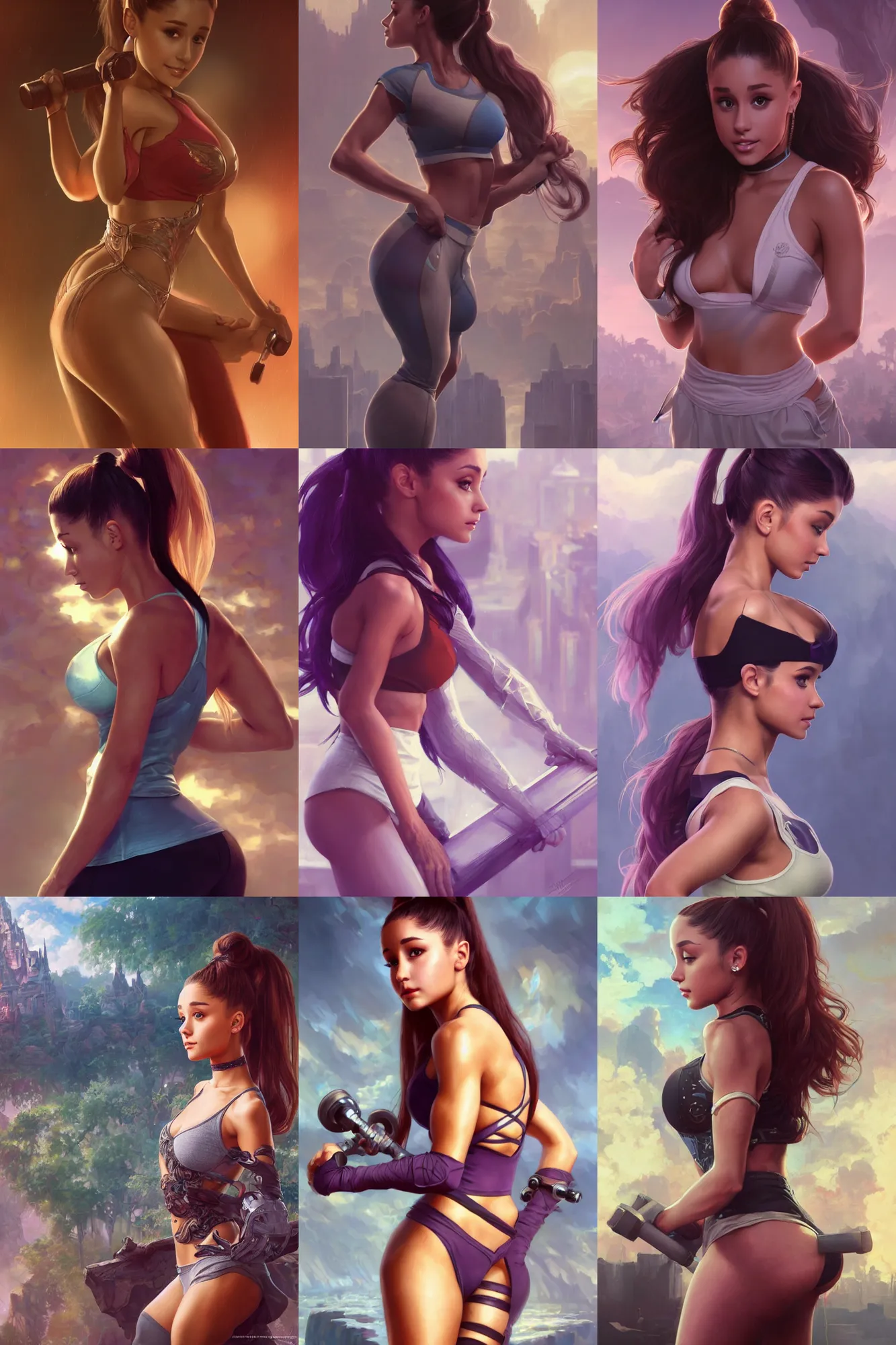 Prompt: Ariana Grande working out, Mark Edward Fischbach, intricate, highly detailed, digital painting, artstation, concept art, smooth, sharp focus, illustration, Unreal Engine 5, 8K, art by artgerm and greg rutkowski and alphonse mucha