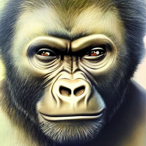 Prompt: Phil Collins as a gorilla, photorealistic, three quarter length portrait, smooth detail