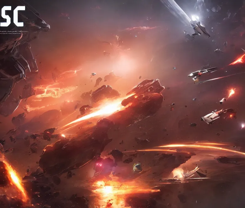 Image similar to an epic space battlem trending on cgsociety