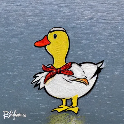 Prompt: a duck with $ bling