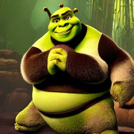 Image similar to shrek as kung fu panda