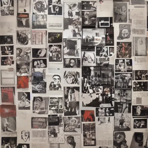 Prompt: collage art on a wall at moma nyc