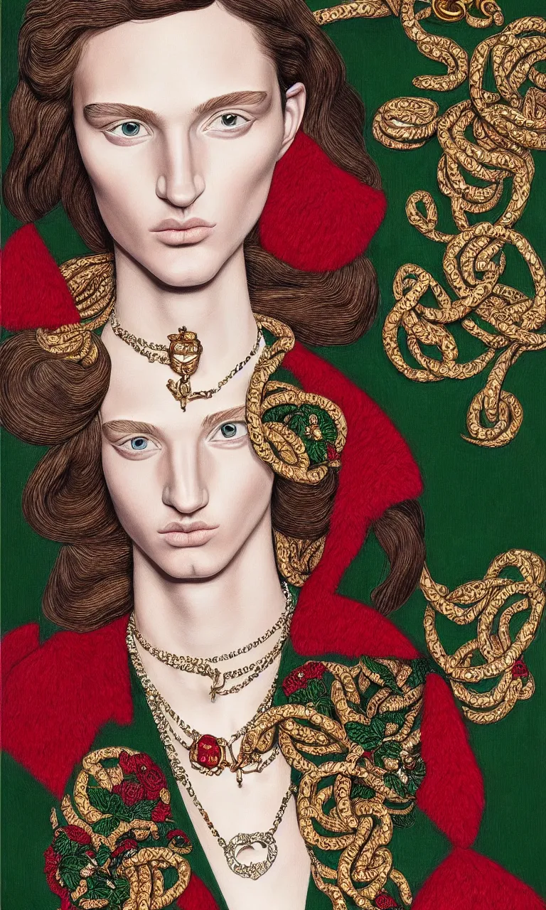 Image similar to a very beautiful gucci portrait, highly detailed, intricate