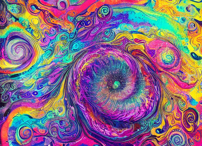 Image similar to an abstract painting of a swirl with bubbles, an ultrafine detailed painting by android jones, behance contest winner, psychedelic art, biomorphic, behance hd, lovecraftian