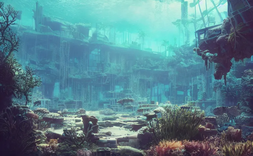 interior of an abandoned underwater city, overgrown | Stable Diffusion |  OpenArt