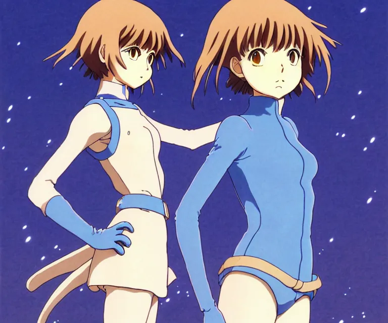 Image similar to anime art full body portrait character nausicaa by hayao miyazaki concept art, anime key visual of elegant young female, short brown hair and large eyes, finely detailed perfect face delicate features directed gaze, valley of the wind and mountains background, trending on pixiv fanbox, studio ghibli, extremely high quality artwork by kushart krenz cute sparkling eyes scenery