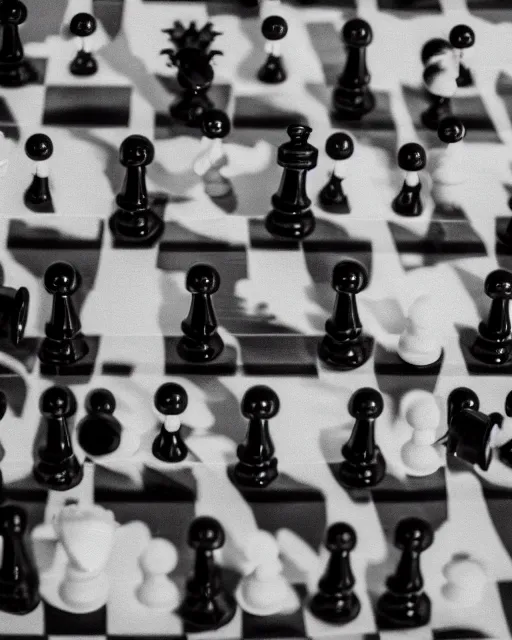 Image similar to high quality presentation photo of a chess set with retro toy robots as the pieces, photography 4k, f1.8 anamorphic, bokeh, 4k, Canon, Nikon