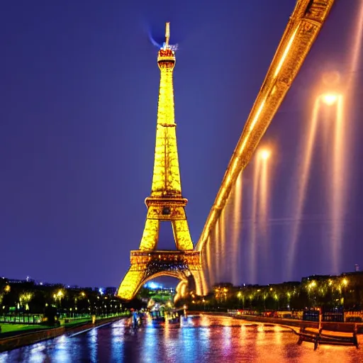 Prompt: romantic image of eiffel tower at night