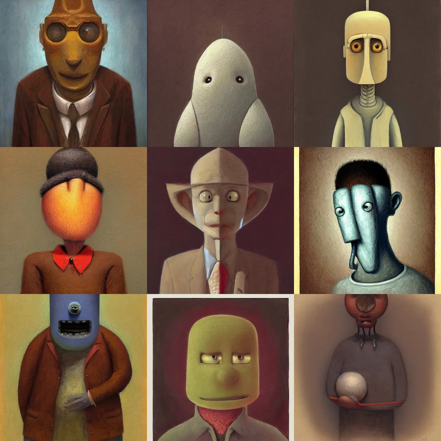 Prompt: a portrait of a chad character by shaun tan