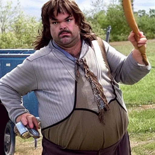 Image similar to jack black dressed as rickety cricket from always sunny in philadelphia